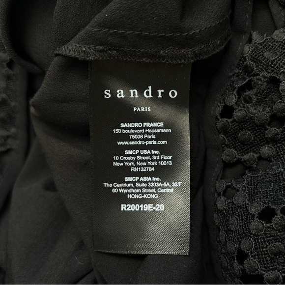 Sandro Jannie Lace A-Line Mini Dress Black Cap Flutter Sleeve Mini Size 38 - Picture 14 of 16